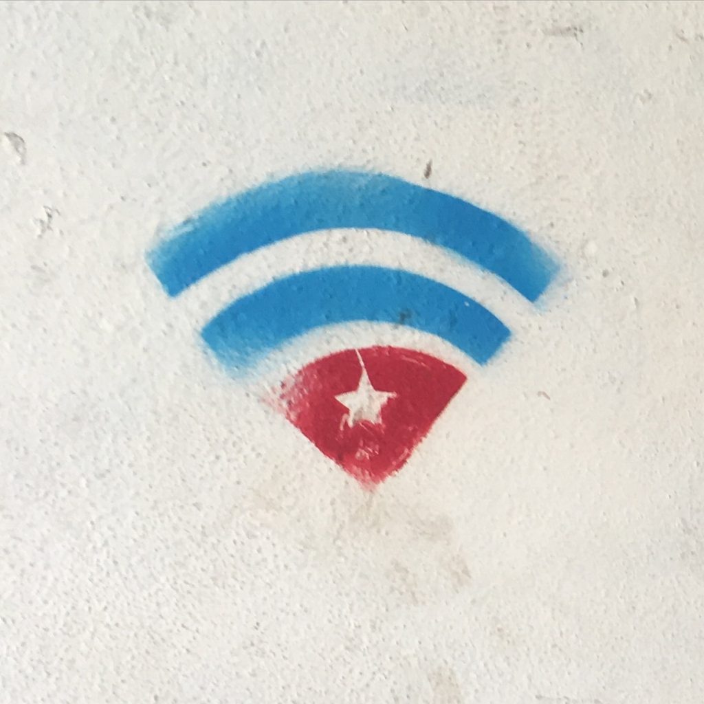 Stencil featuring a modern version of the spread of the Cuban revolution
