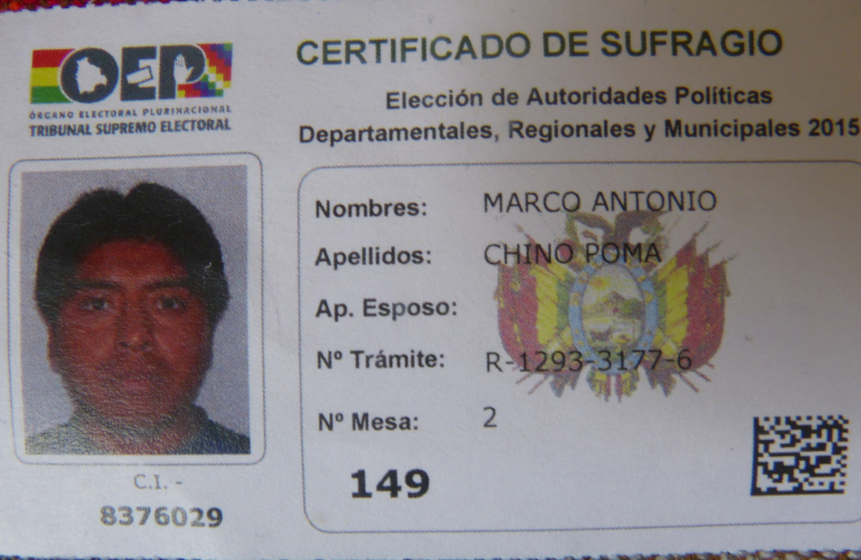 My friend Marco's Proof of voting card